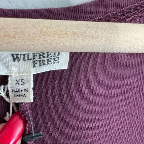 NWT Aritzia Wilfred Burgundy Long Sleeve Midi Scoop neck A line Dress size xs - Picture 6 of 6